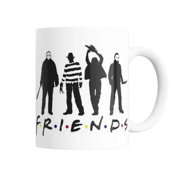 Taza de Cerámica Friends Terror: Jason, Freddy, Leatherface y Michael