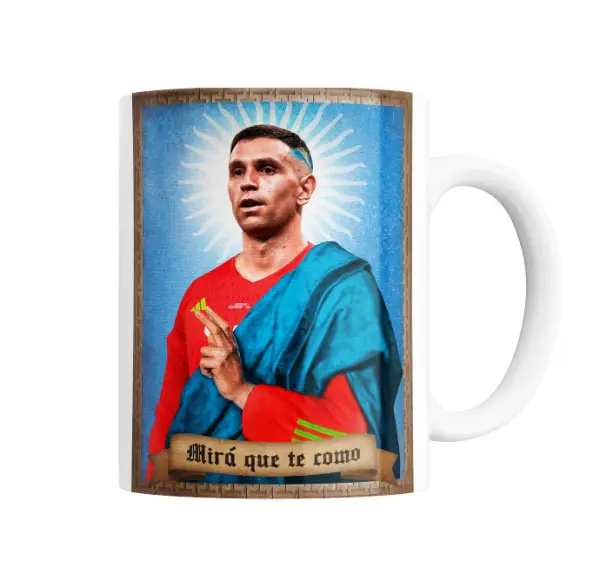Taza de Cerámica Dibu Martinez Mirá que te como