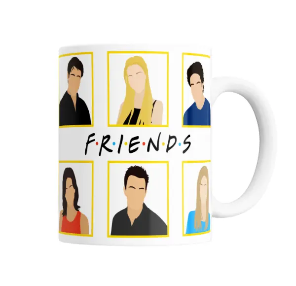 Taza de Cerámica Friends Personajes Retrato Amarillo