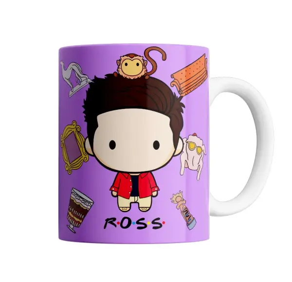 Taza de Cerámica Friends Ross Chibi Mono y Sillón