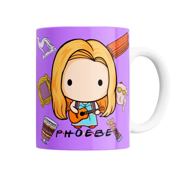 Taza de Cerámica Friends Phoebe Chibi con Guitarra