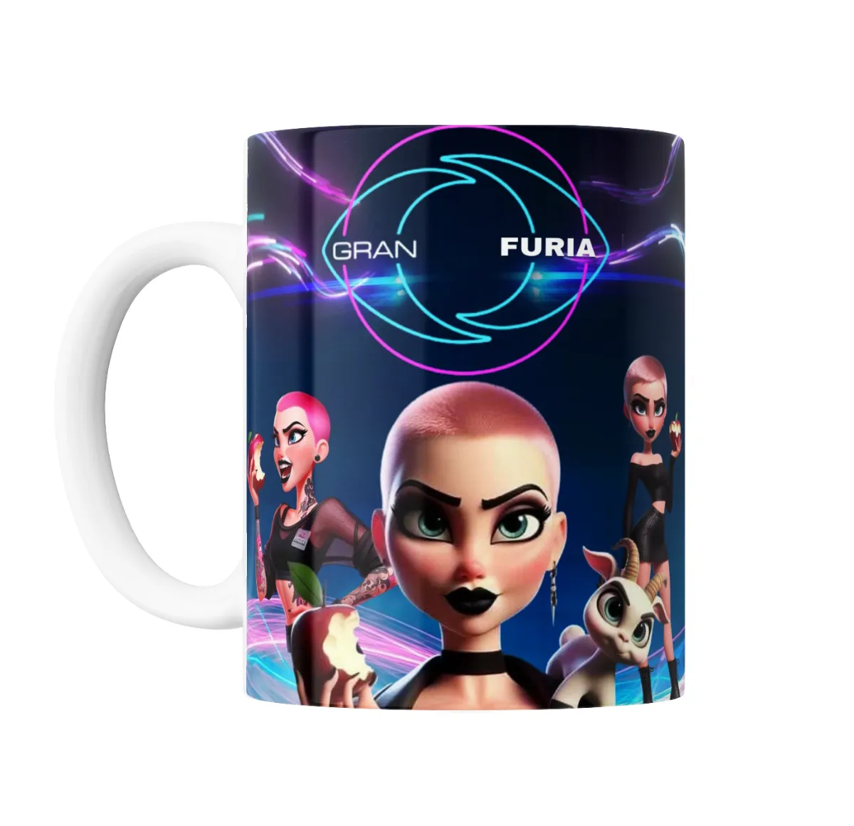 Taza de Cerámica Furia Gran Furia Personajes con Manzana y Cabra - vista 2