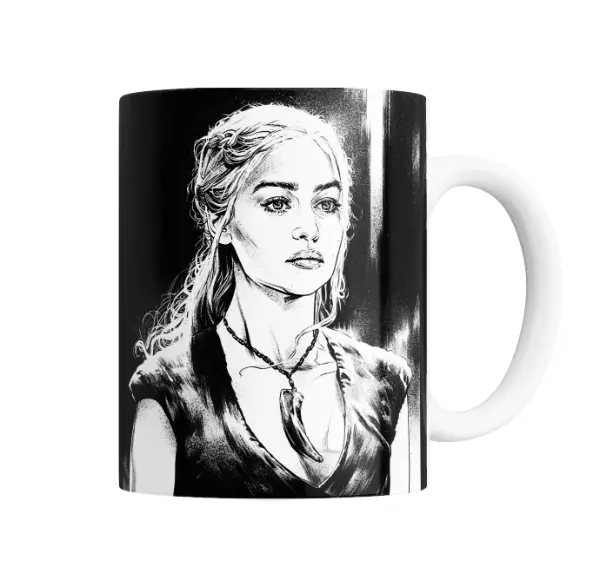Taza de Cerámica Game of Thrones Daenerys Targaryen Blanco y Negro