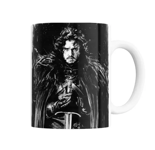 Taza de Cerámica Game of Thrones Jon Snow Blanco y Negro