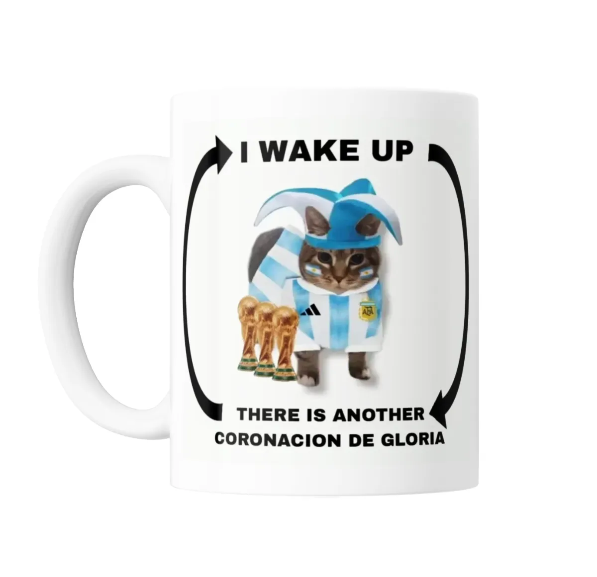 Taza de Cerámica Gato Argentina Tres Copas Coronación de Gloria - vista 2