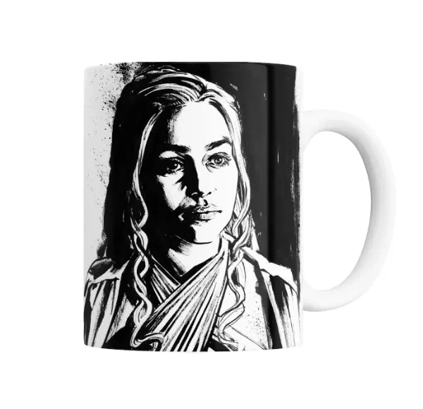 Taza de Cerámica Game of Thrones Daenerys Targaryen Blanco y Negro