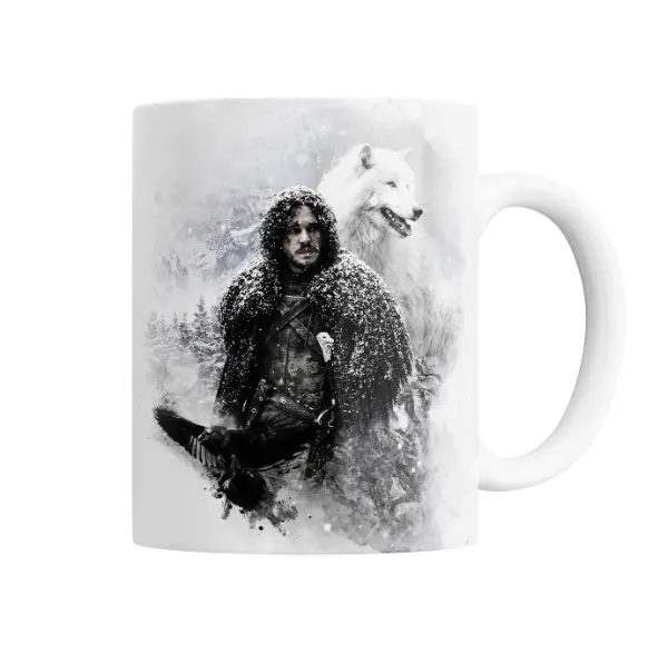 Taza de Cerámica Game of Thrones Jon Snow y Fantasma