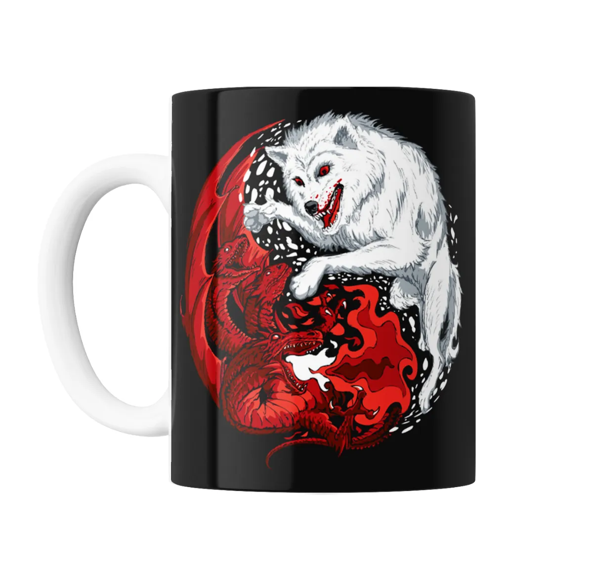 Taza de Cerámica Game of Thrones Lobo Huargo y Dragones - vista 2