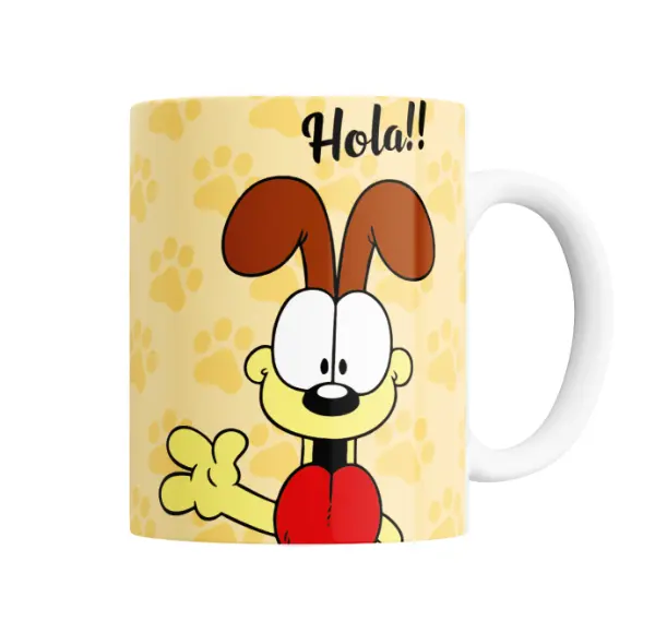 Taza de Cerámica Garfield Odie Saludando