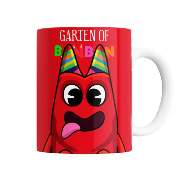 Taza de Cerámica Garten of Banban Personaje Rojo con Gorro de Fiesta