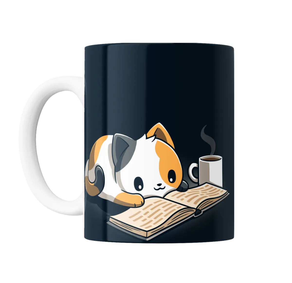 Taza de Cerámica Gatito Leyendo con Café - vista 2