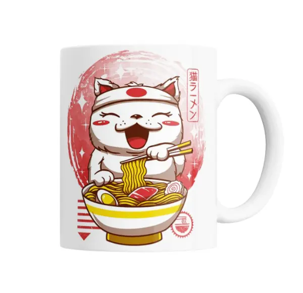 Taza de Cerámica Gatito Ramen Japonés