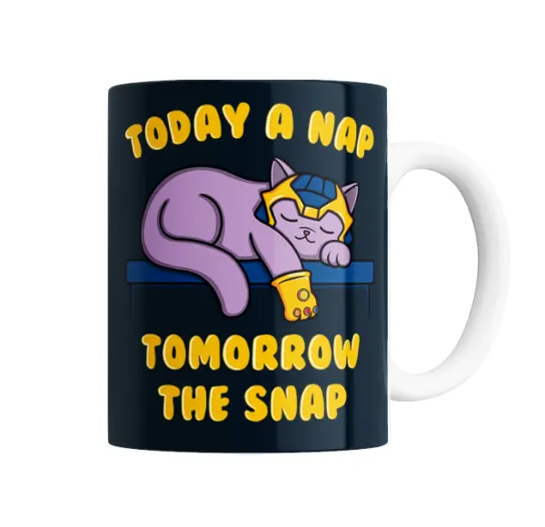 Taza de Cerámica Thanos Gatito Siesta Today a Nap Tomorrow the Snap