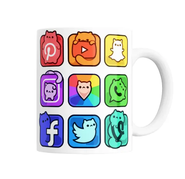 Taza de Cerámica Gatitos Redes Sociales