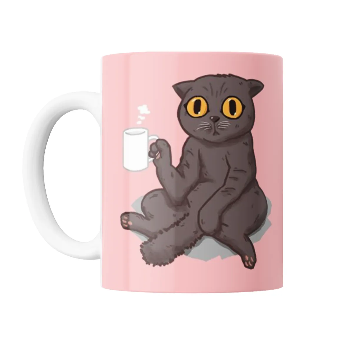 Taza de Cerámica Gato Gris con Taza de Café - vista 2