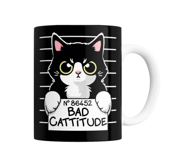 Taza de Cerámica Gatito Bad Cattitude Mugshot