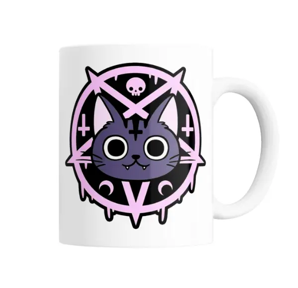 Taza de Cerámica Gatito Gótico Pastel
