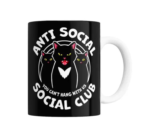 Taza de Cerámica Anti Social Social Club Gatos