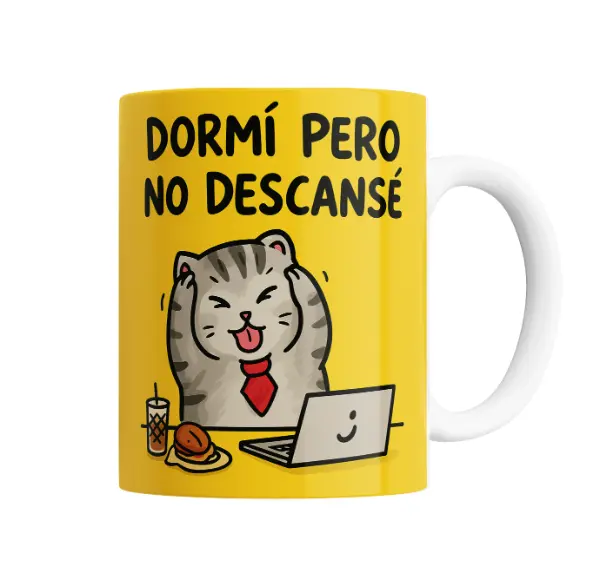 Taza de Cerámica Gatito Dormí Pero No Descansé