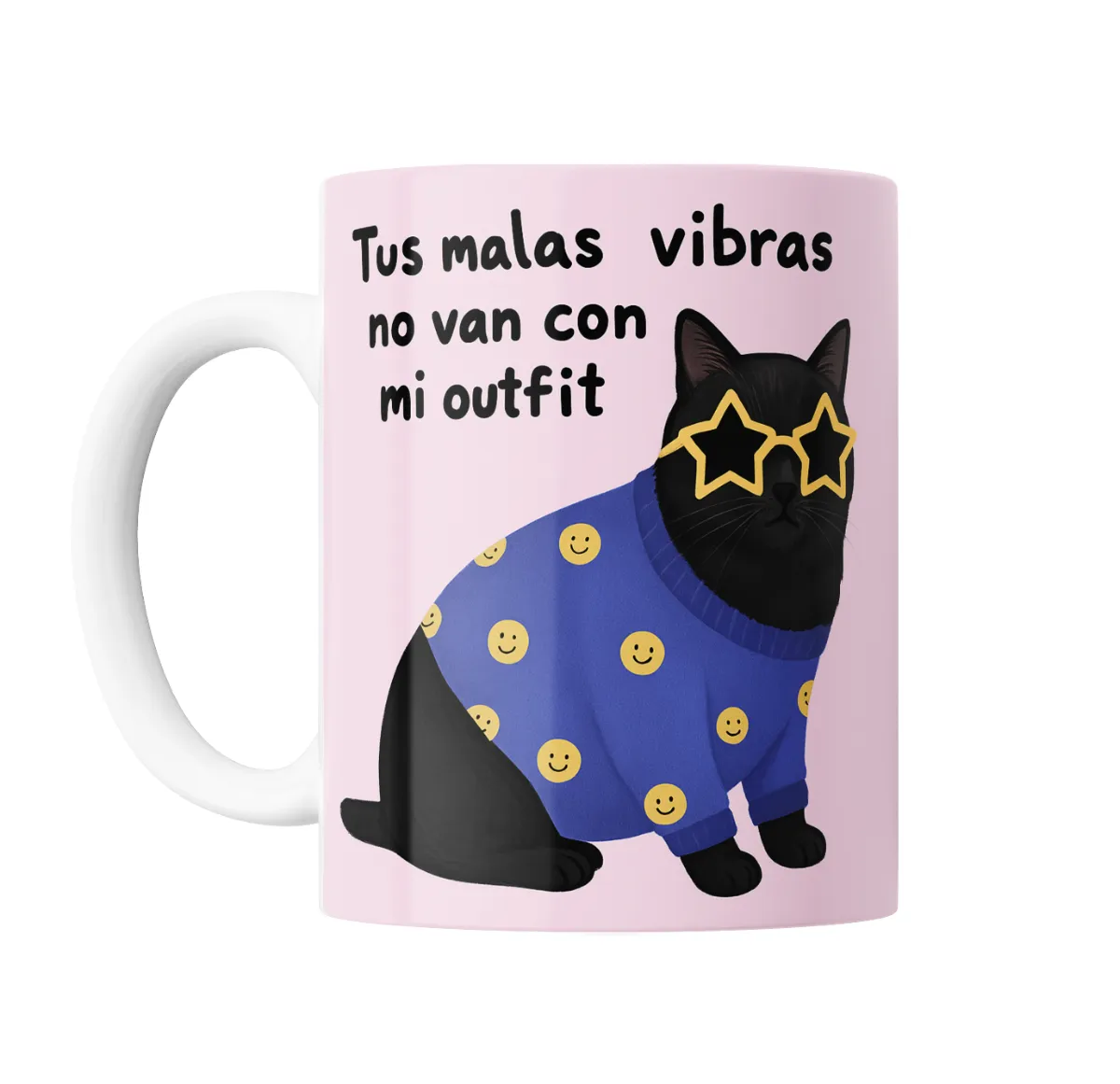 Taza de Cerámica Gatito Tus Malas Vibras No Van Con Mi Outfit - vista 2