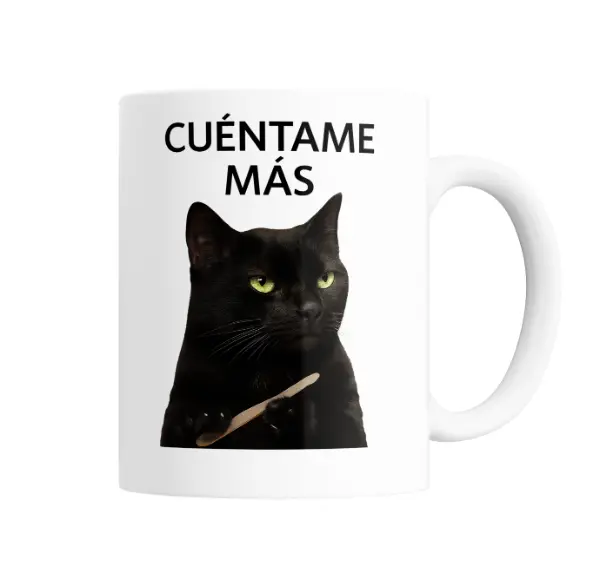 Taza de Cerámica Gato Negro Cuéntame Más