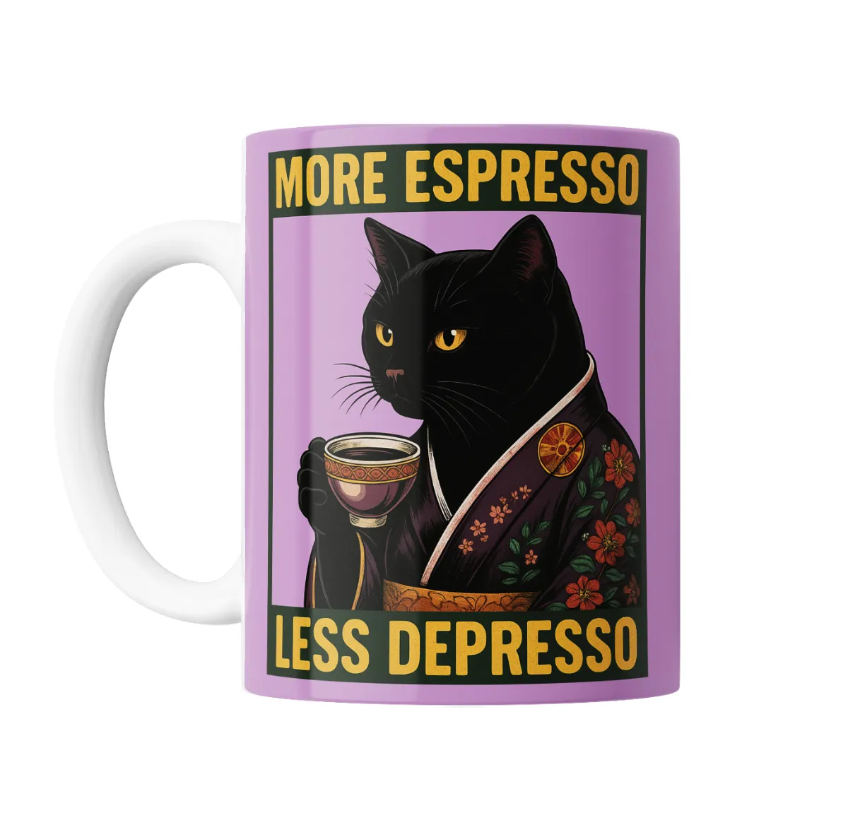 Taza de Cerámica Gato Samurai Más Espresso Menos Depresso - vista 2