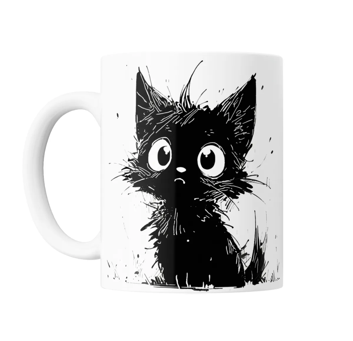 Taza de Cerámica Gatito Negro Ojos Grandes - vista 2