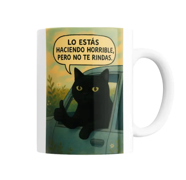 Taza de Cerámica Gato Negro Lo Estás Haciendo Horrible Pero No Te Rindas