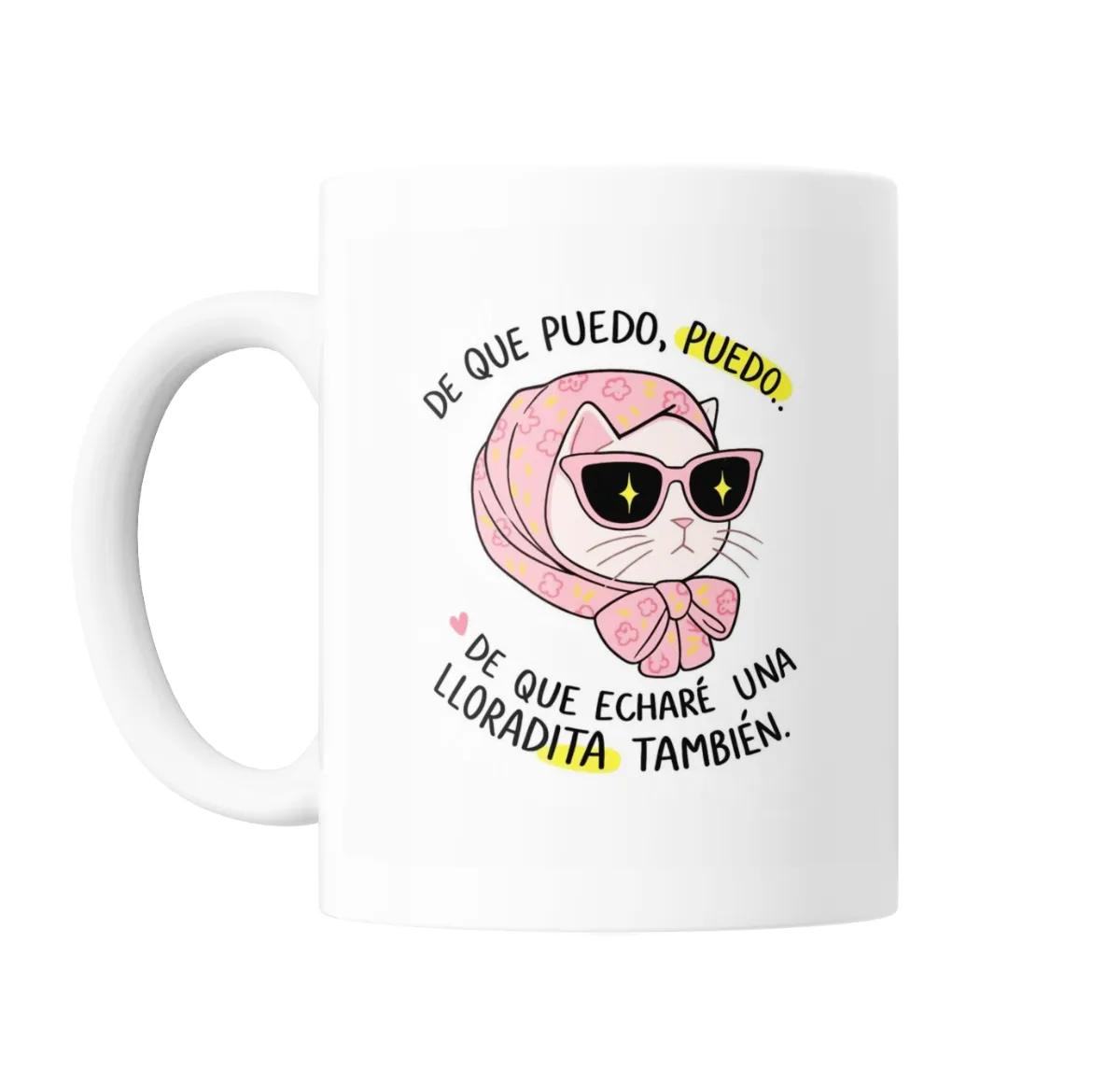 Taza de Cerámica Gatito Lloradita con Pañuelo y Lentes - vista 2