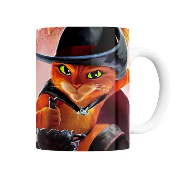 Taza de Cerámica Gato con Botas Sombrero y Capa