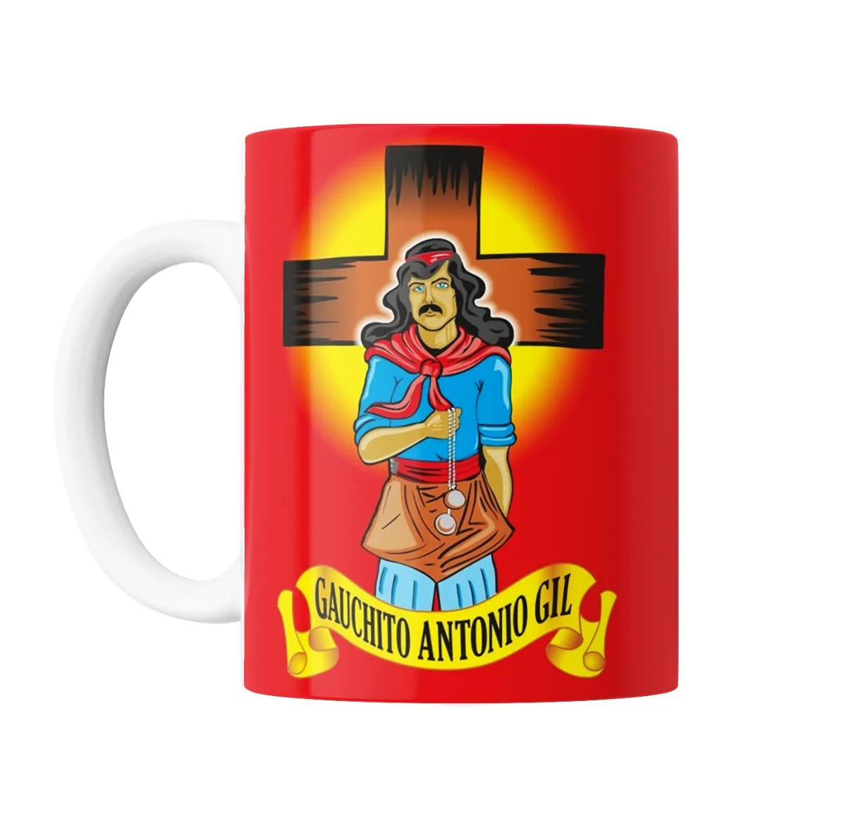 Taza de Cerámica Gauchito Gil con Cruz y Pañuelo Rojo - vista 2