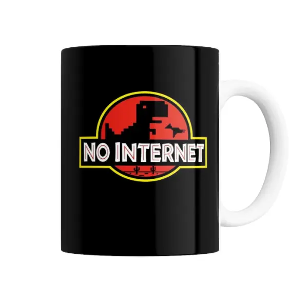Taza de Cerámica No Internet Dinosaurio Chrome Estilo Jurassic