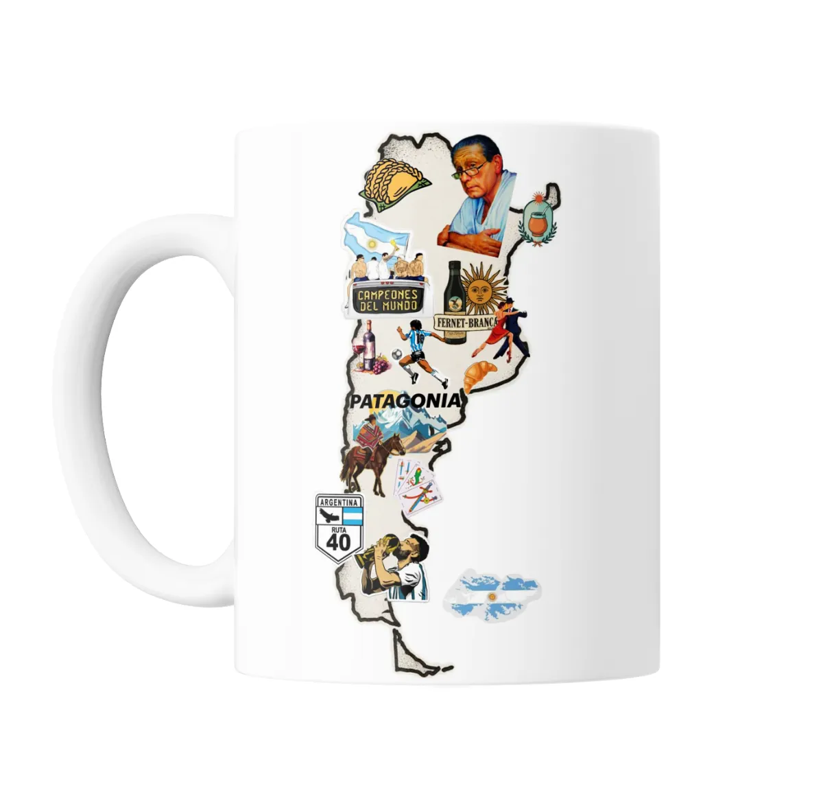 Taza de Cerámica Mapa Argentina Empanadas Mate Tango Fútbol - vista 2