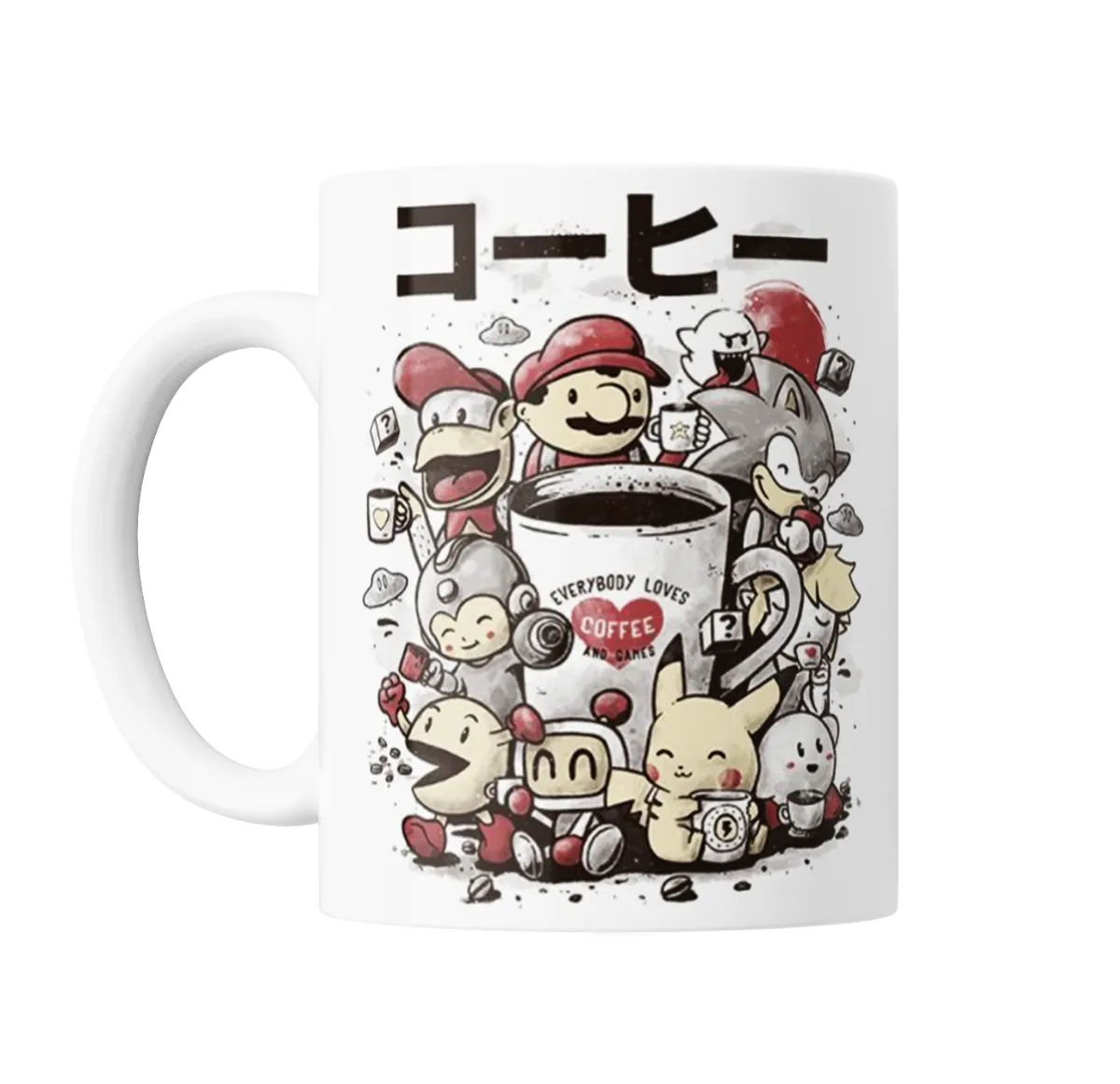 Taza de Cerámica Coffee and Games Mario Sonic Pac-Man Pikachu - vista 2