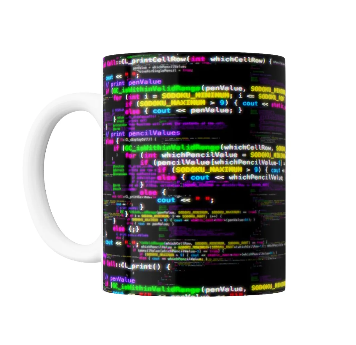 Taza de Cerámica Código de Programación Sudoku en Colores - vista 2