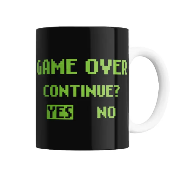 Taza de Cerámica Game Over Continue Yes No