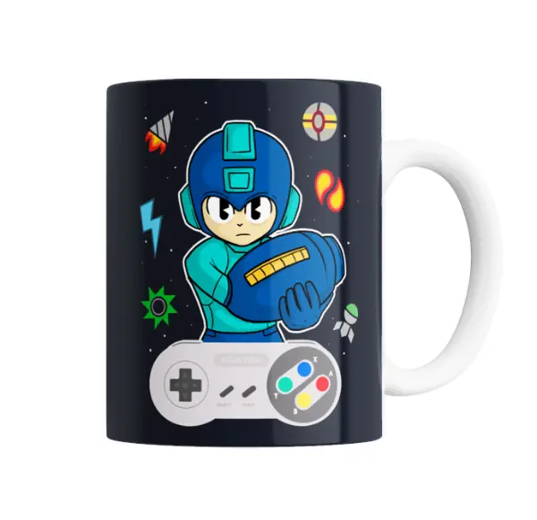 Taza de Cerámica Mega Man Chibi con Control Super Nintendo