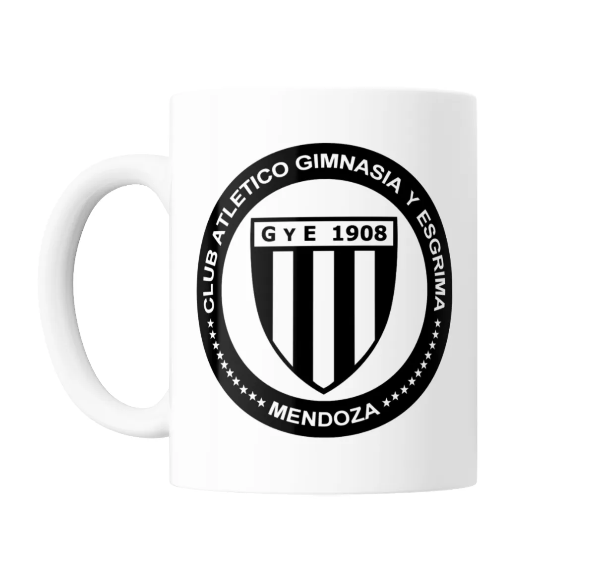 Taza de Cerámica Gimnasia y Esgrima Mendoza Escudo Blanco y Negro - vista 2