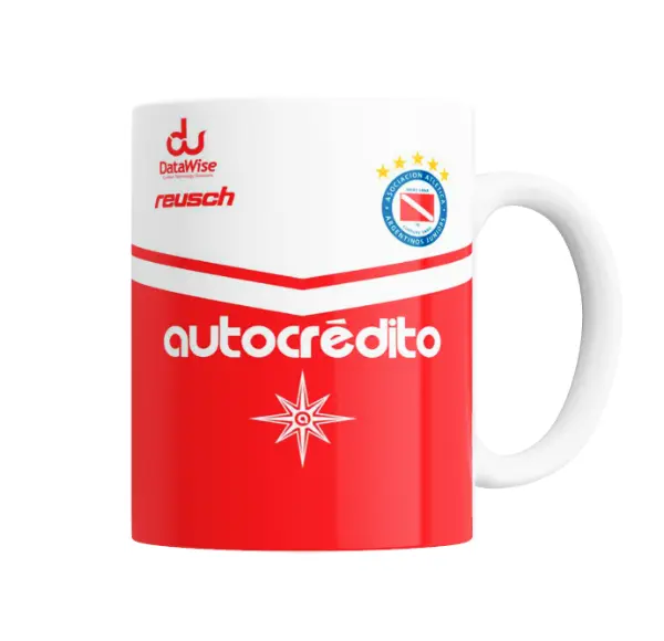 Taza de Cerámica Argentino Juniors Camiseta Autocrédito Roja y Blanca