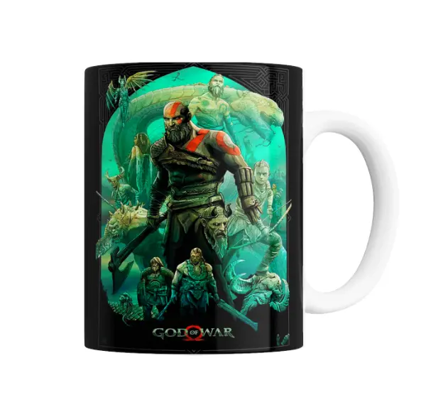 Taza de Cerámica God of War Kratos y Atreus Mitología Nórdica