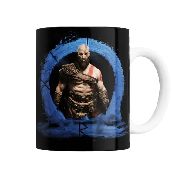 Taza de Cerámica God of War Kratos con marca azul