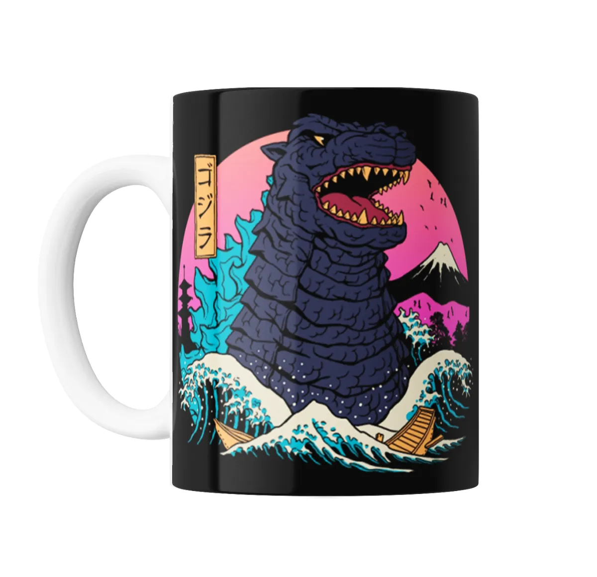 Taza de Cerámica Godzilla Ola Gigante Monte Fuji - vista 2