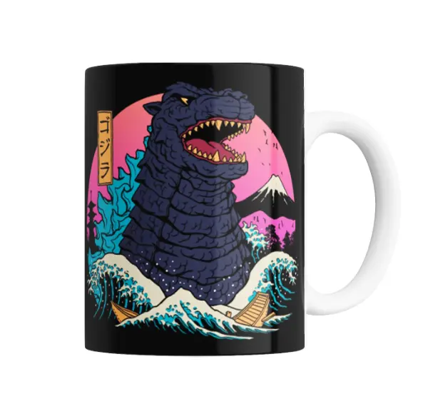 Taza de Cerámica Godzilla Ola Gigante Monte Fuji