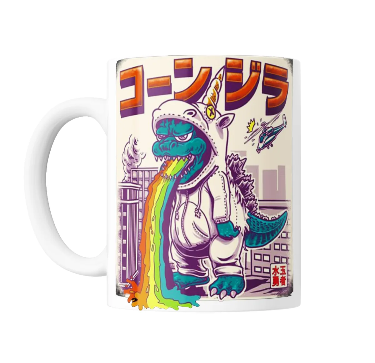 Taza de Cerámica Godzilla Unicornio Arcoíris - vista 2