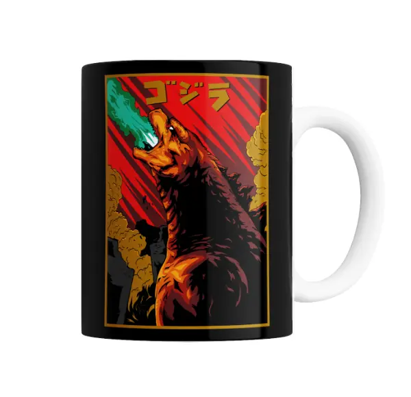 Taza de Cerámica Godzilla Afiche Japonés Aliento Atómico