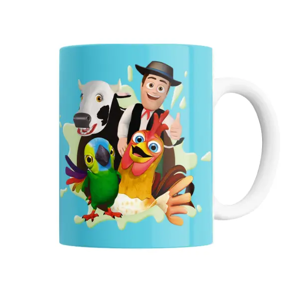 Taza de Cerámica Granja de Zenon Zenón Vaca Gallo y Loro