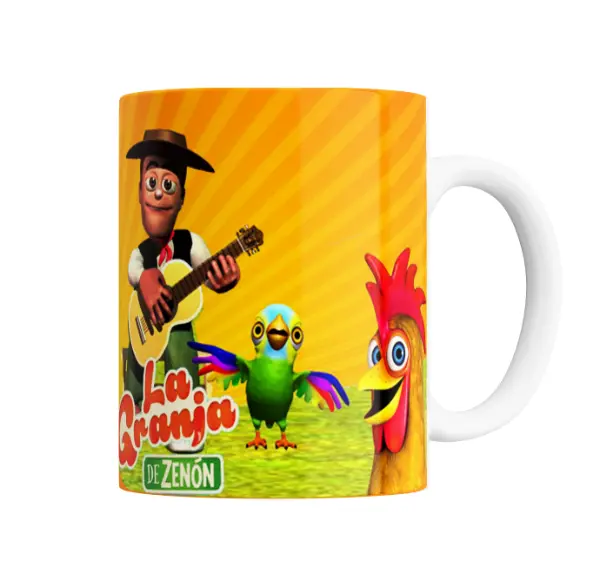 Taza de Cerámica Granja de Zenon Zenón con Guitarra y Gallo