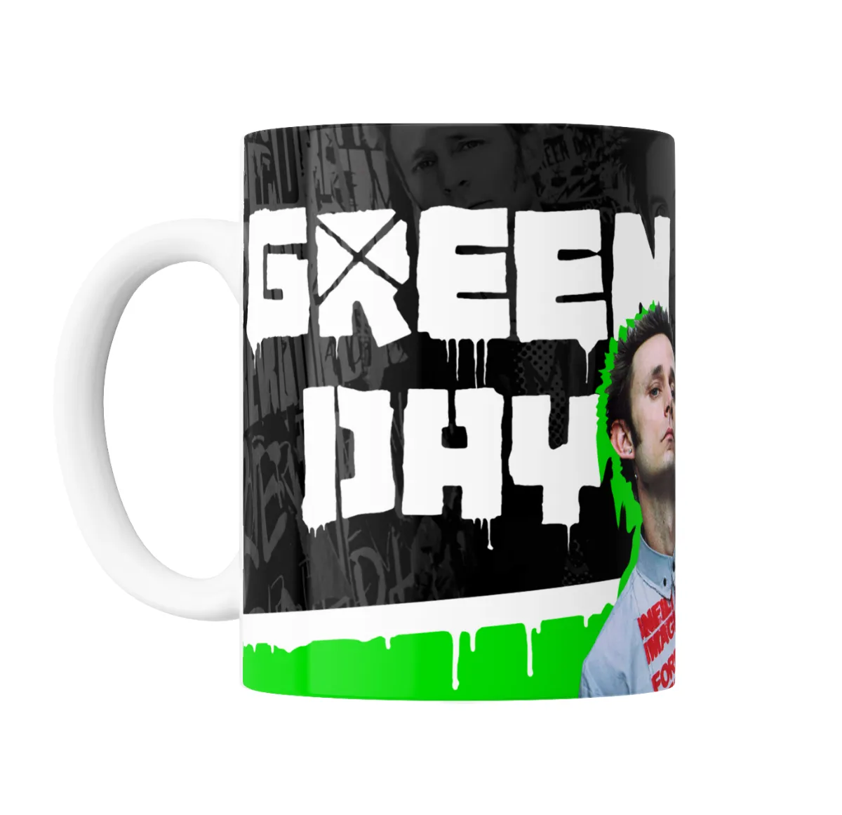 Taza de Cerámica Green Day Banda Collage Verde - vista 2