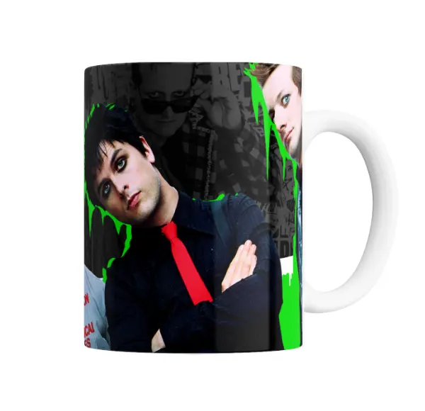 Taza de Cerámica Green Day Banda Collage Verde