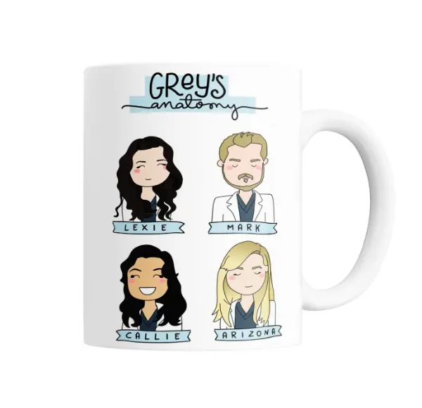 Taza de Cerámica Grey's Anatomy Lexie Mark Callie Arizona